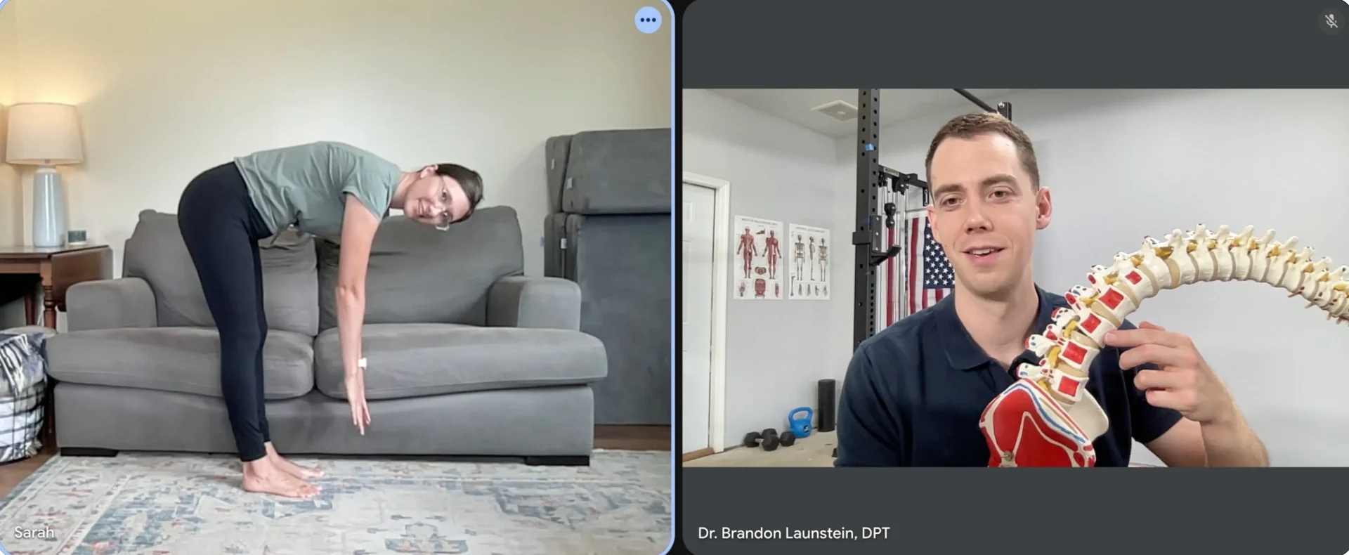 Online Physical Therapy Physical therapist Dr. Brandon Launstein, DPT evaluating a patient via online physical therapy.